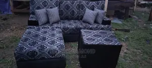 L Shape Fabric Sofa With Center Table
