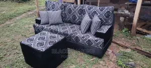 L Shape Fabric Sofa With Center Table
