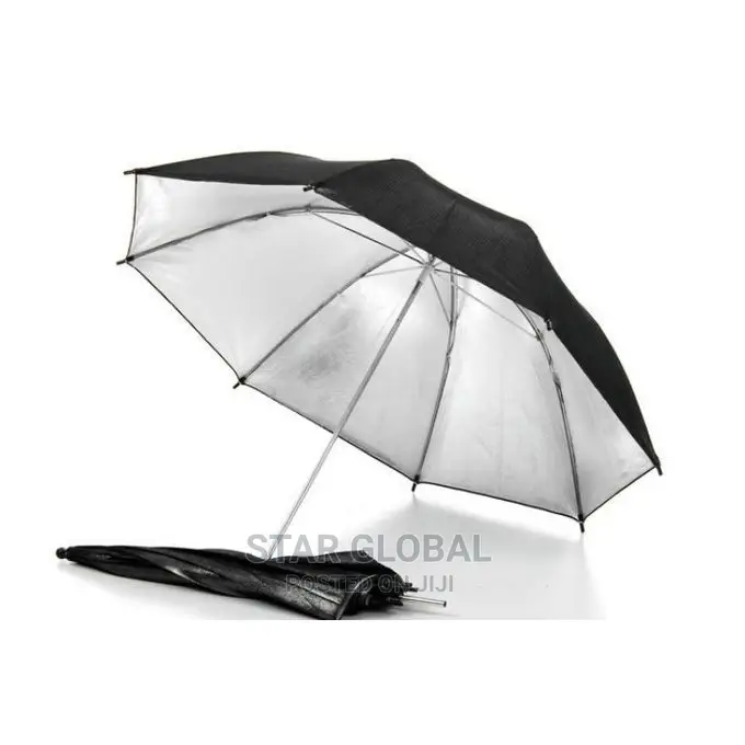 Black and Silver 2pcs Reflective Lighting Studio Umbrella