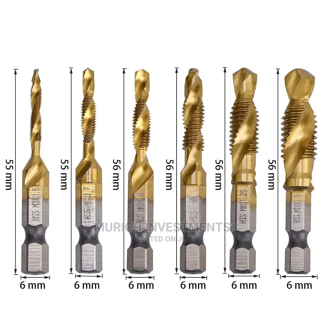 Combination Drill Tap Bit Set 6 Pieces