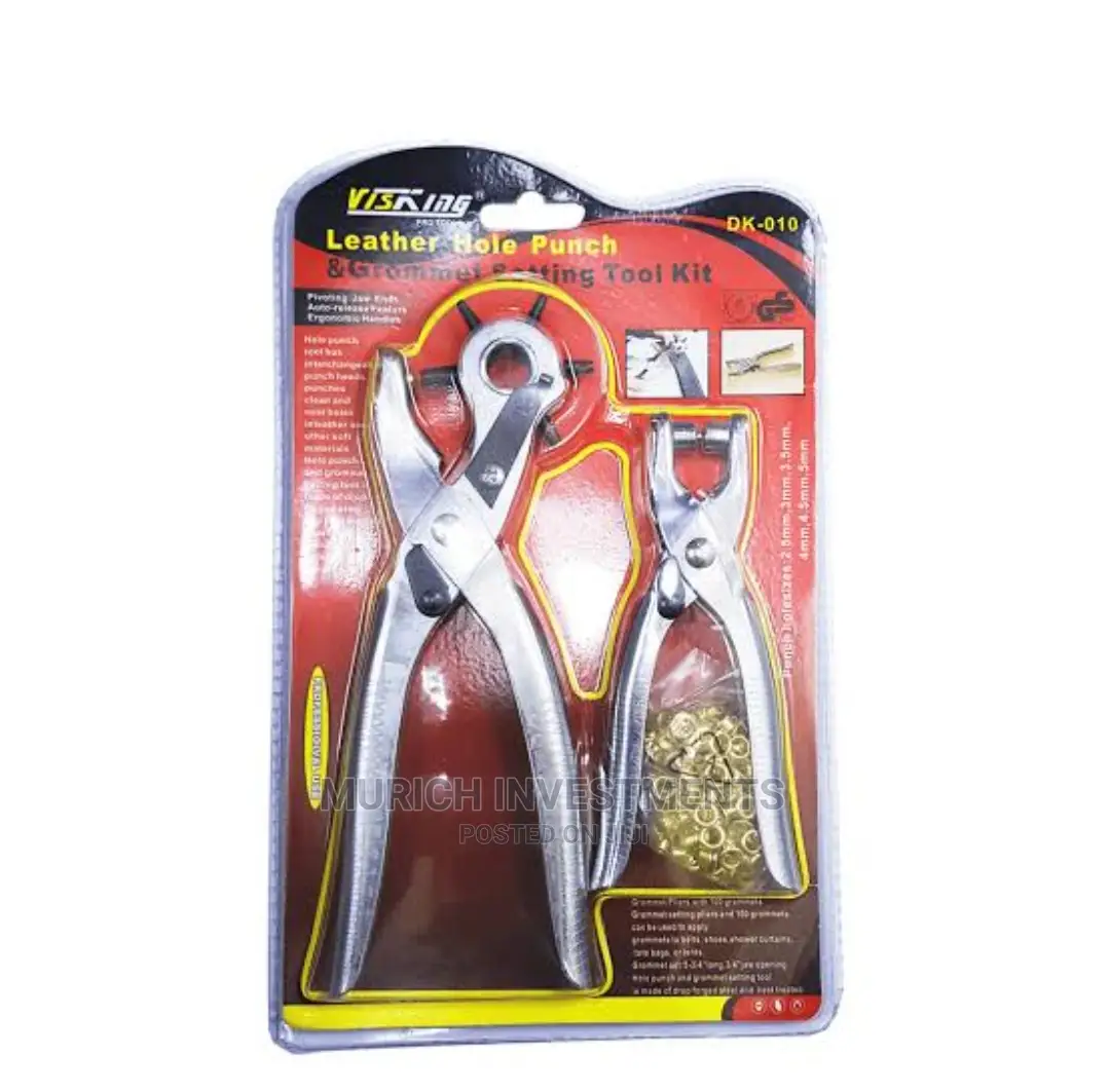 Leather Hole Punch Grommet Setting Tool Kit Eyelets Pliers