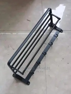 Original Heavy Towel Hanger Black and Chrome