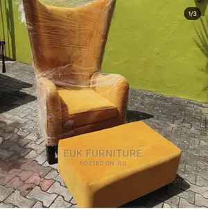 High Back Accent Chair and Foot Stool