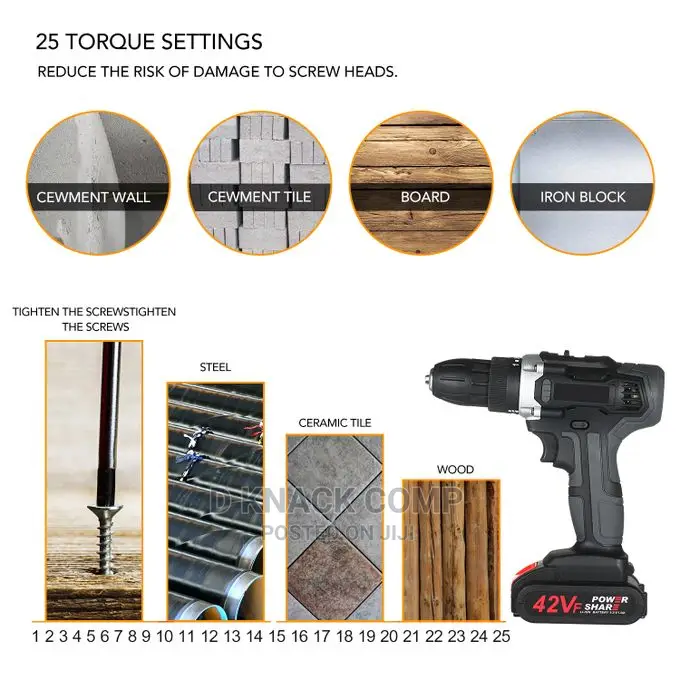 42VF Cordless Drill Dirve Kit 2 Speed All Copper Power Drill
