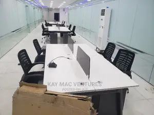 4 Work Station Table, With Metal Legs and Mobile Drawers