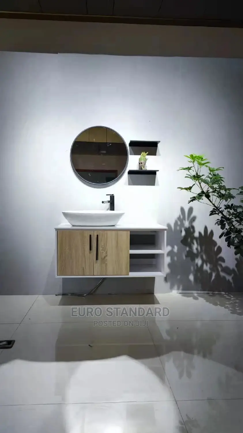 80cm Cabinet Wit Mirror Wit Side Shelve