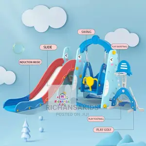 5 in 1 Kids Slide Swing Playground Set With Music