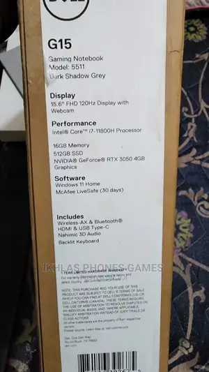 New Laptop Dell G15 5511 16GB Intel Core I7 SSD 512GB