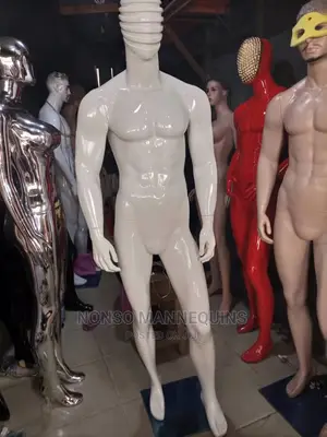 Glossy White Fibre Line Face Male Display Mannequin