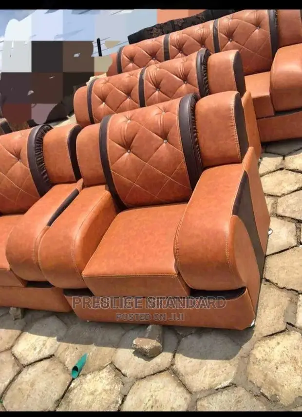 A Standard 7 Seater Sofa, Made With Quality Leather