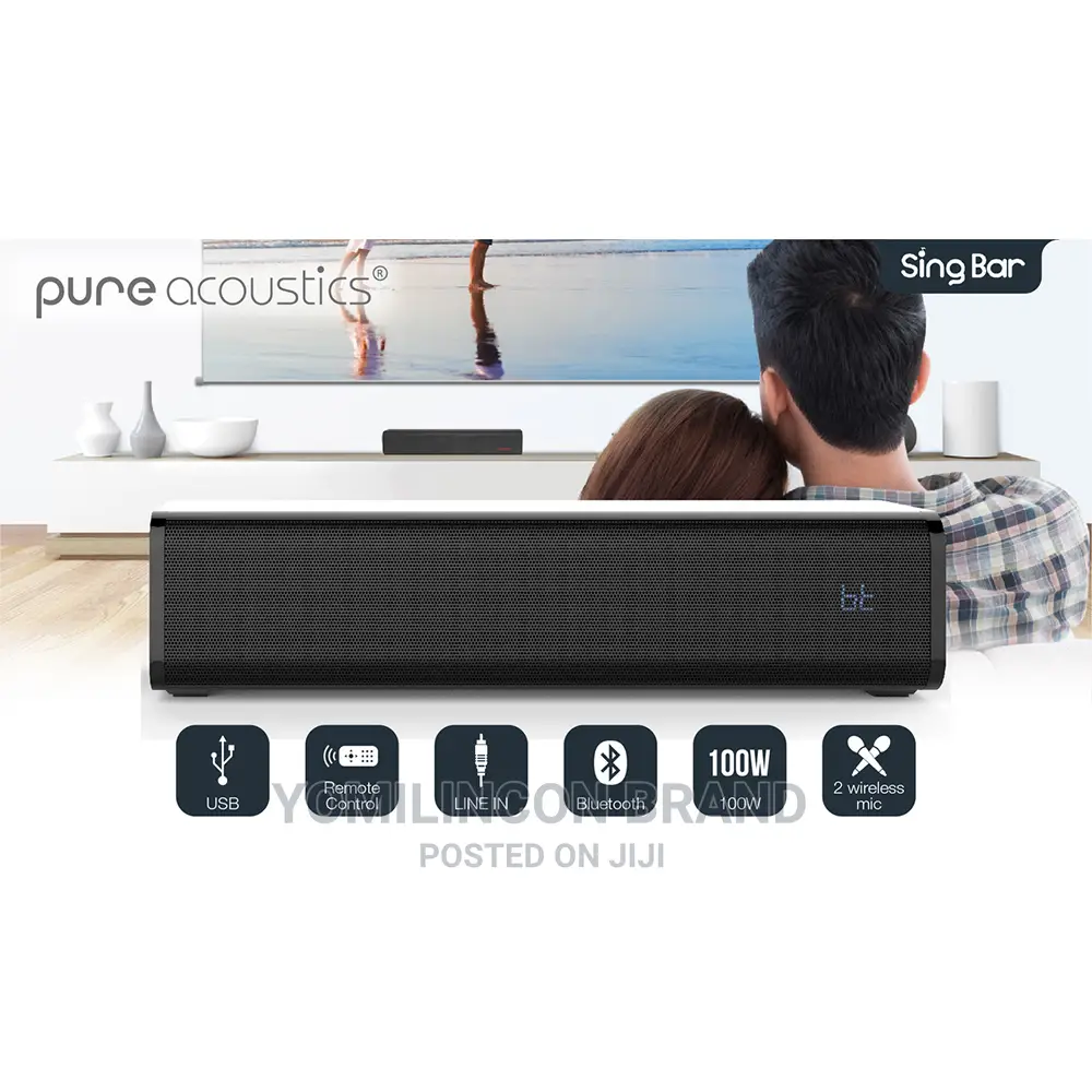 Pure Acoustics Sing Bar Bluetooth Karaoke Speaker W/Wireless