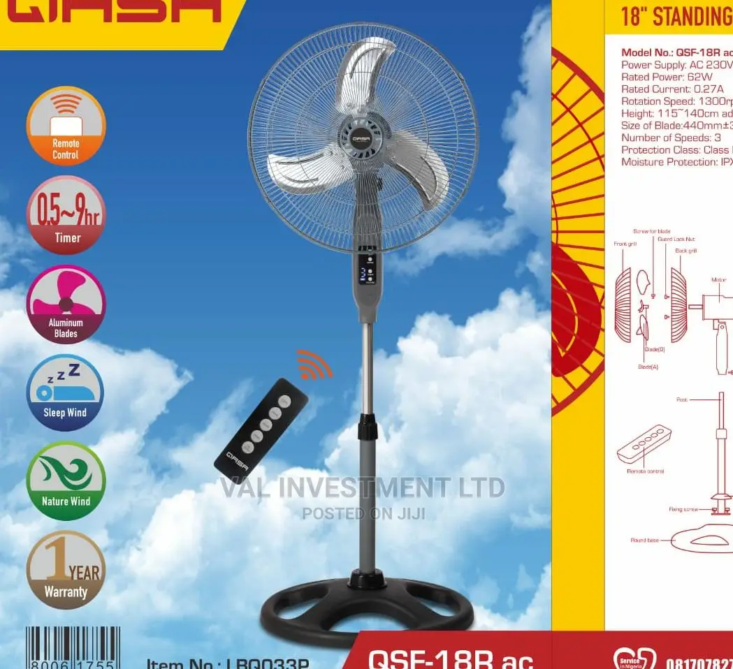 Qasa 18" Standing Fan