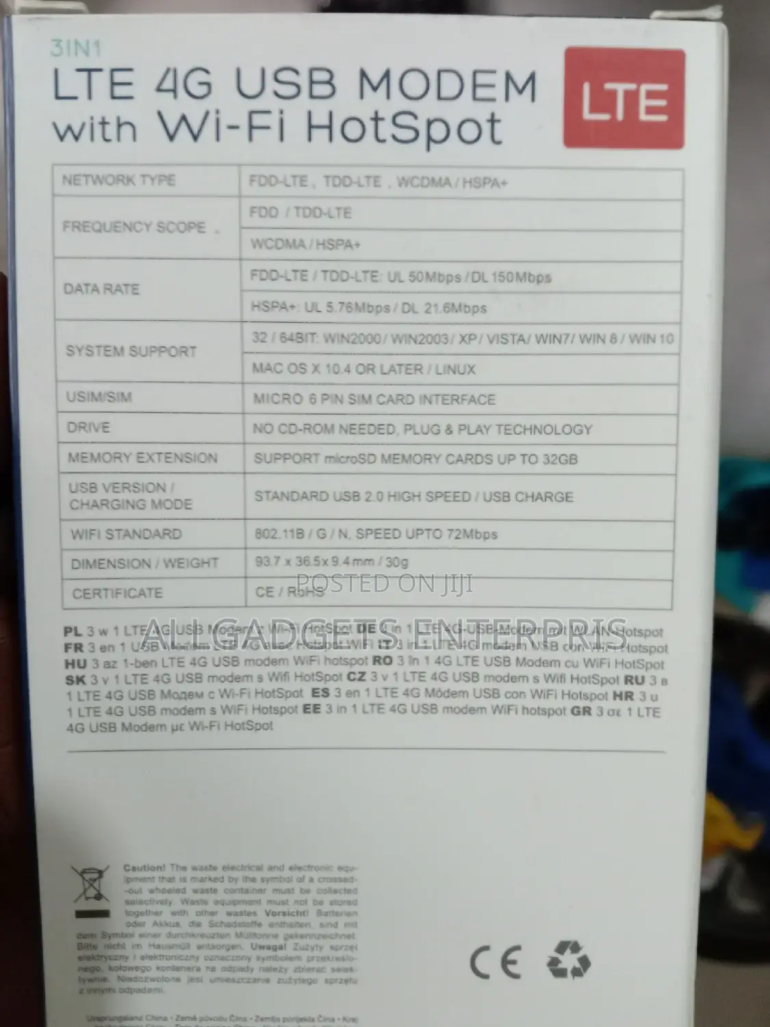 4G Hotspot LTE Modem for Any SIM Card