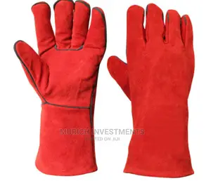 Heat Resistant Welder Red Leather Hand Gloves
