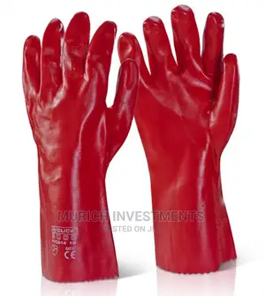 Electrical Red PVC Coated Gauntlet Gloves – Pair
