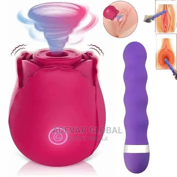Rose Sucking Clit Vibrator + Threaded Massage Vibrator Toy for sale