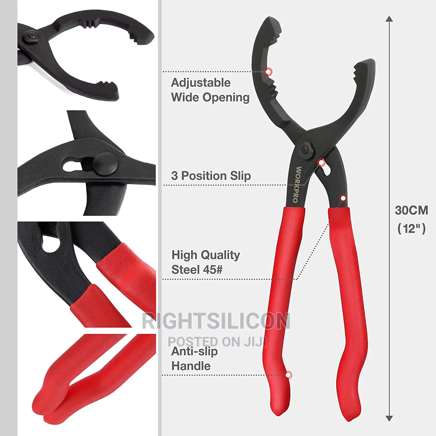 USA WORKPRO 12" Adjustable Oil Filter Pliers, Oil Filter