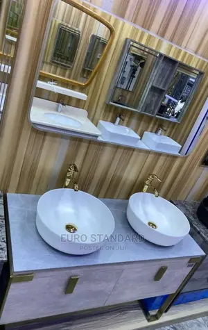Double Vanity Cabinet Set With LED Mirror
