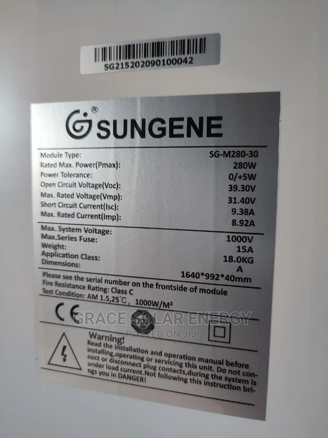 280watts Sungene Solar Panels