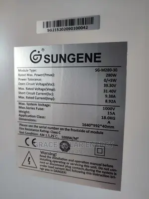 280watts Sungene Solar Panels