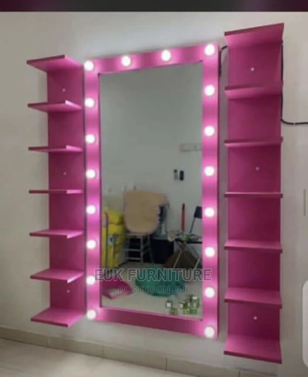 Vanity Mirror With Two Sides Shelves and Light