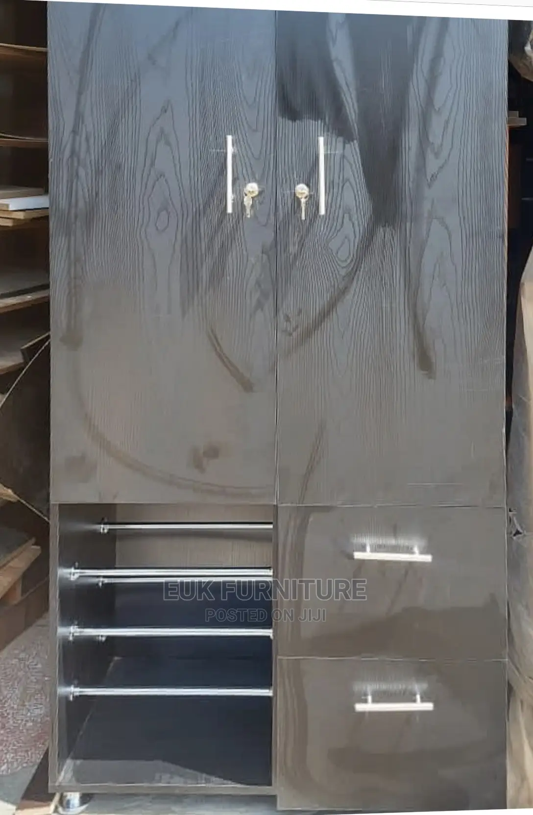 Quality 3 by 6ft Black Wardrobe