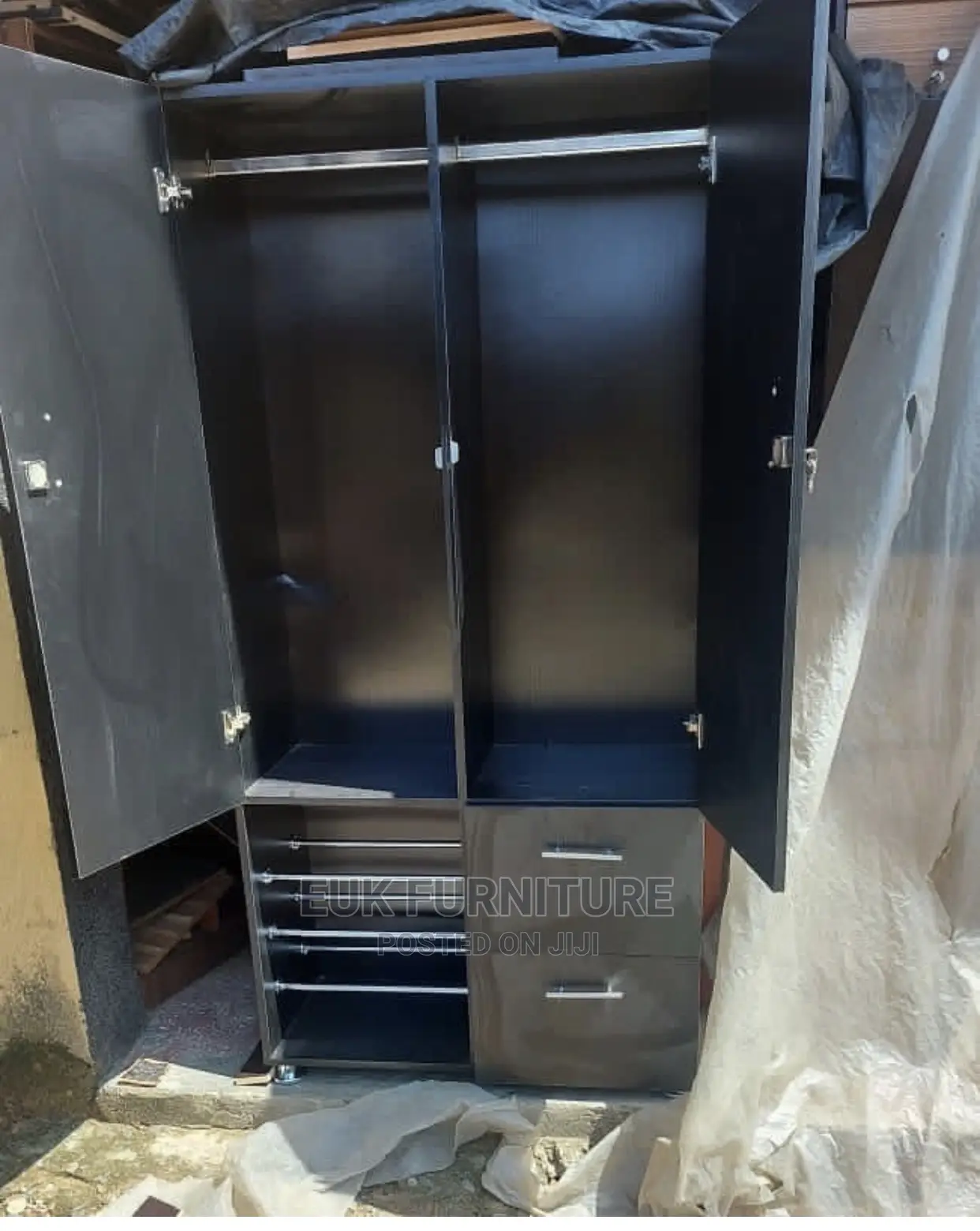 Quality 3 by 6ft Black Wardrobe