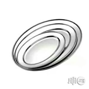 Stainless Steel 18/10 Oval Flat Tray by 3set.