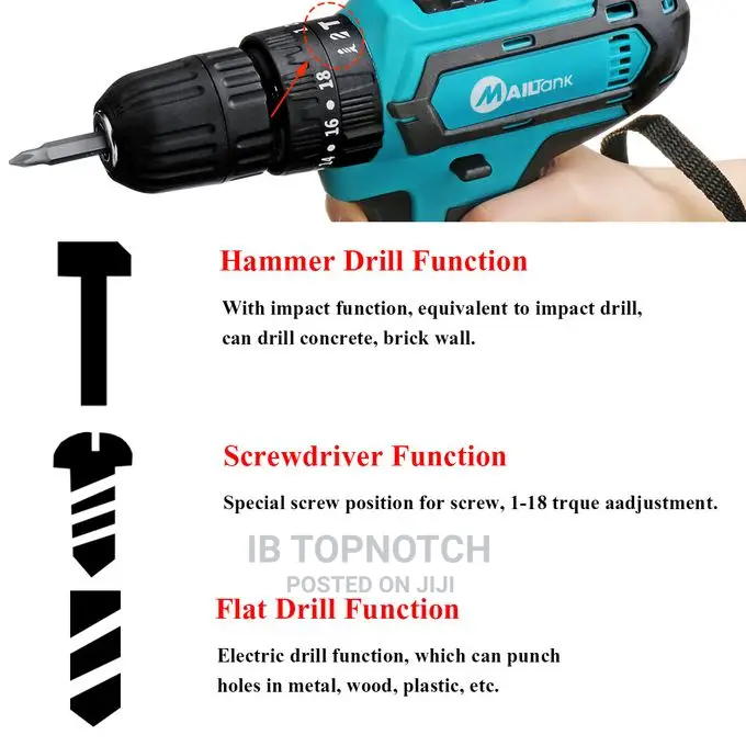 3IN1 2 Battery 2-Speed 6000mah Cordless Drill Screwdriver