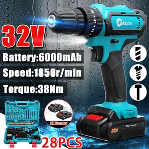 2 Batteries Rechargeable 6000mah Cordless Drill Screwdriver
