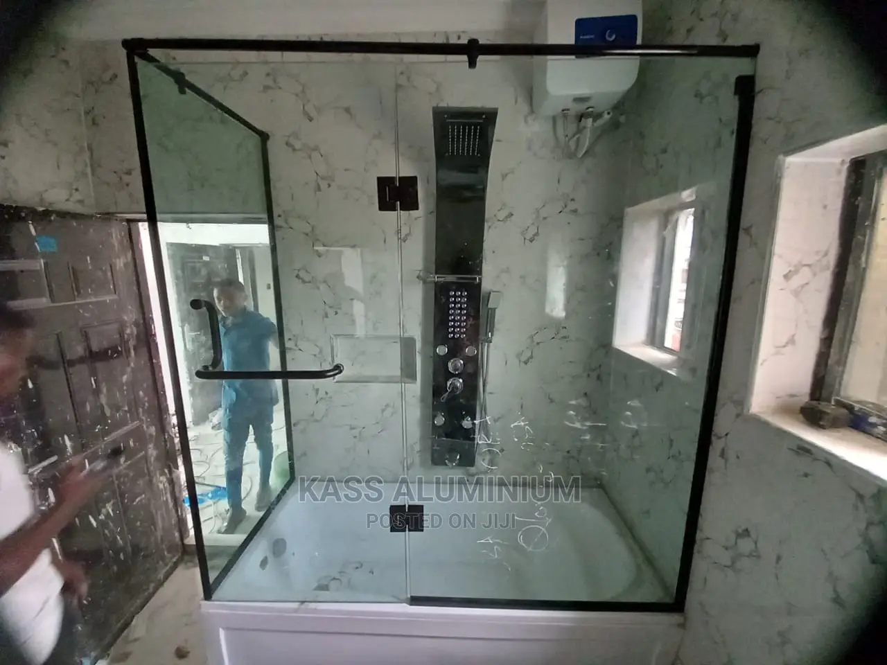 Glass Cubicle With Black Accessories