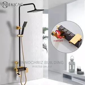 Black and Gold Shower With Bidet
