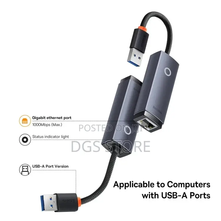 Baseus Lite Series RJ35 Lan Port Ethernet Adapter W In