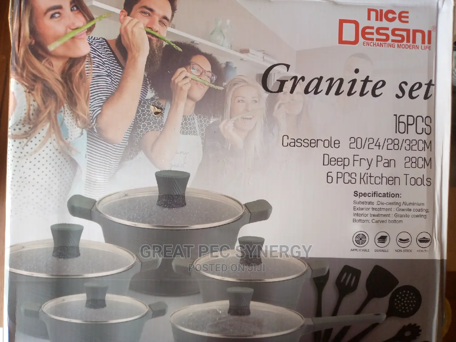 16 Pieces Granite Set (Non Stick Cookware)