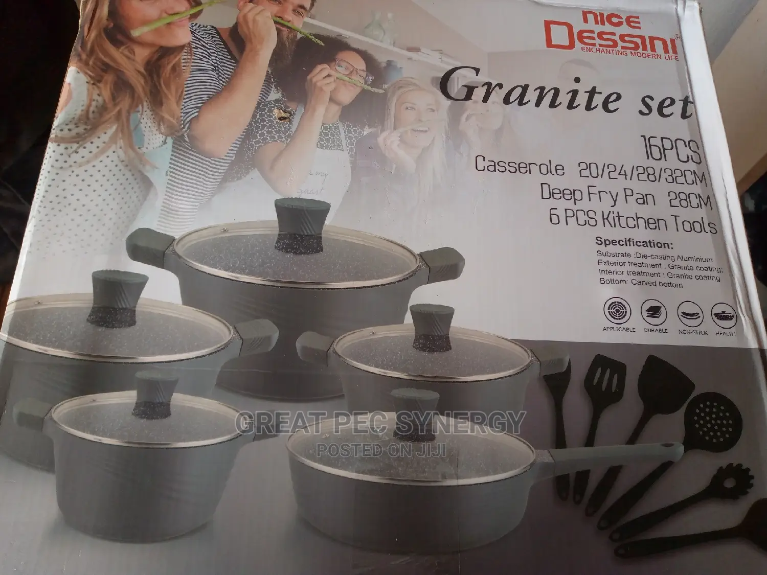 16 Pieces Granite Set (Non Stick Cookware)