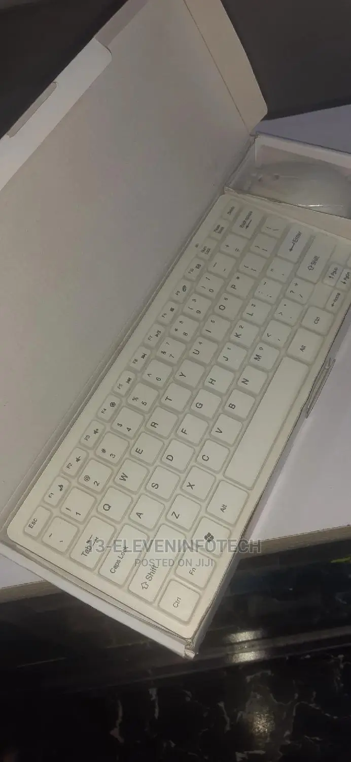 White Mini Wireless Keyboard With Mouse.