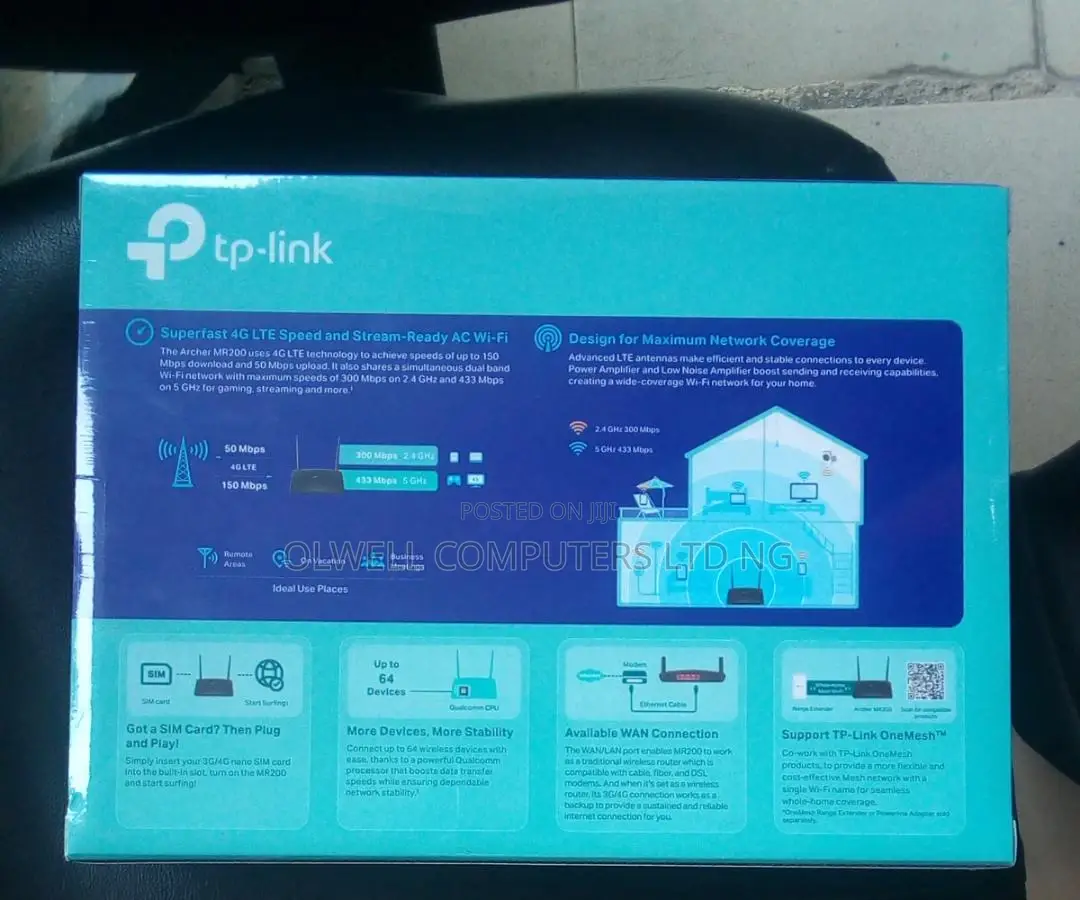 Tp-Link Archer Mr200 4G LTE Ac750 SIM Dual Band Router