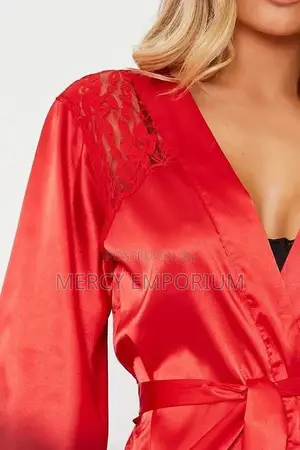 Red Satin and Lace Robe