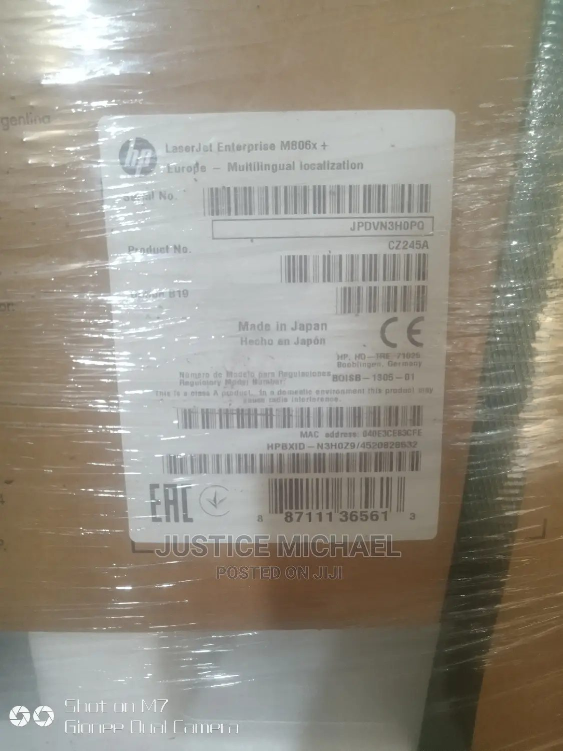 Hp Laserjet Enterprise M806x+ Printer