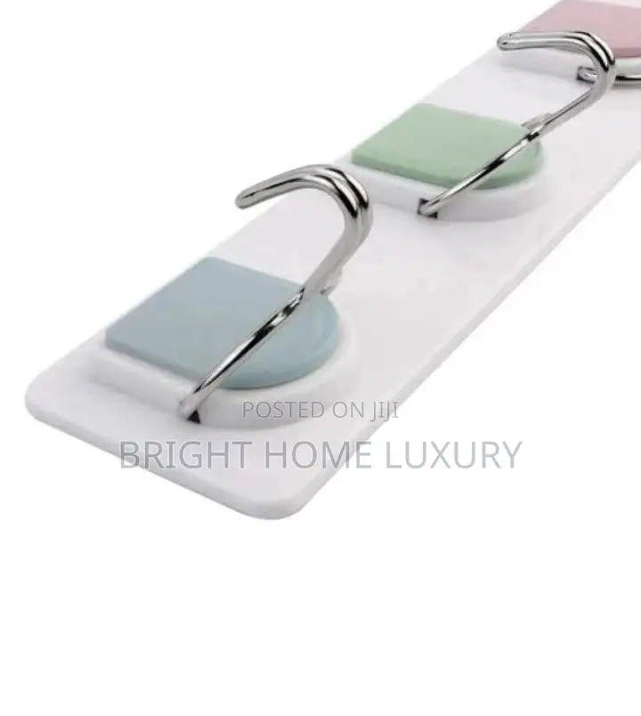 Strong Adhesive 6hook Row for Kitchen/Bathroom Wall Hanging