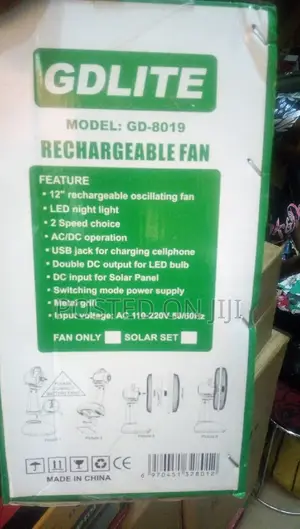 GDLITE Solar Rechargeable Table Fan