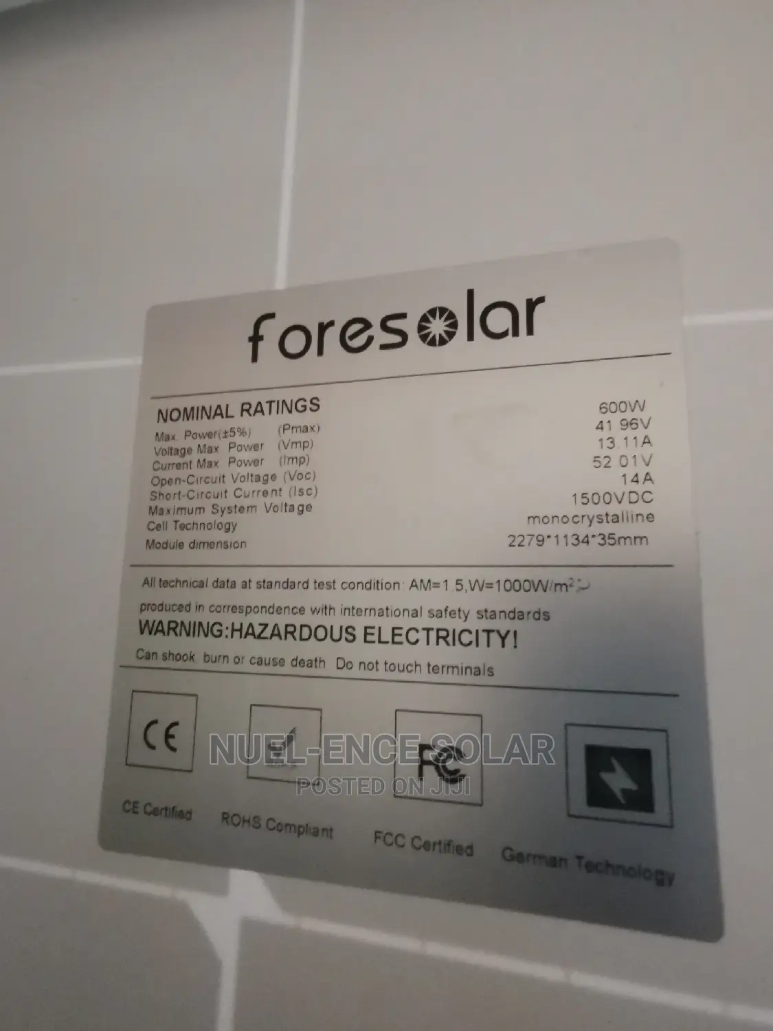 600w Monocrystalline Foresolar Panels