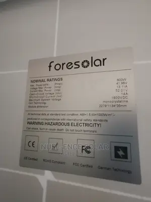 600w Monocrystalline Foresolar Panels