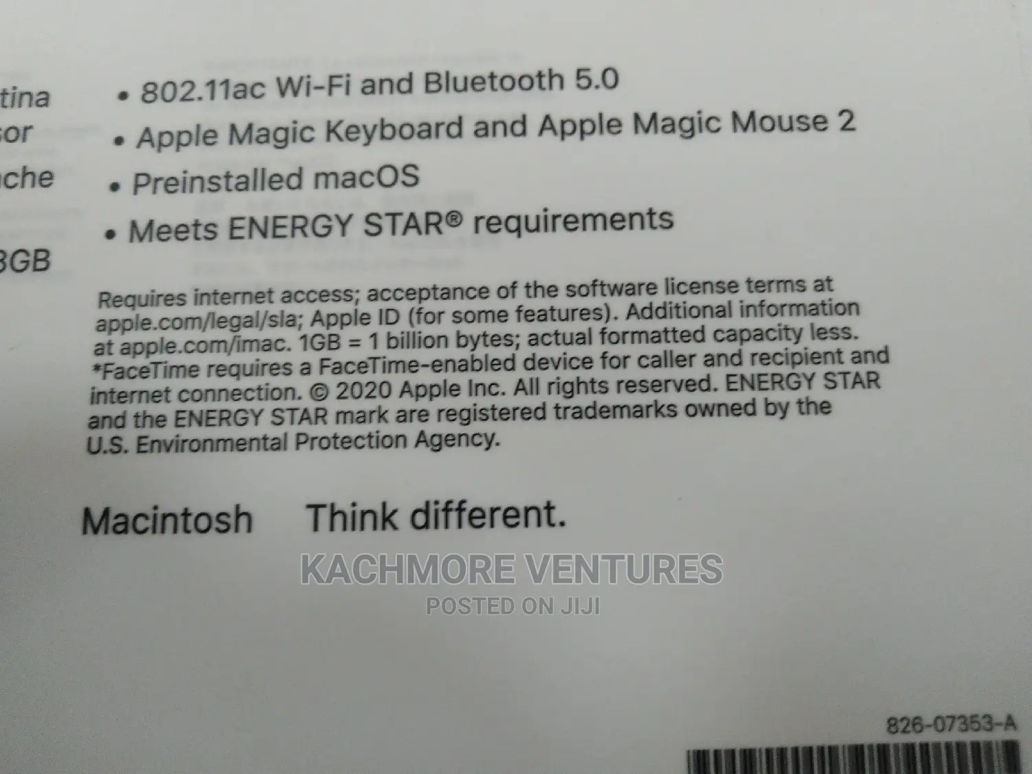 New Desktop Computer Apple iMac 8GB Intel Core I5 SSD 256GB