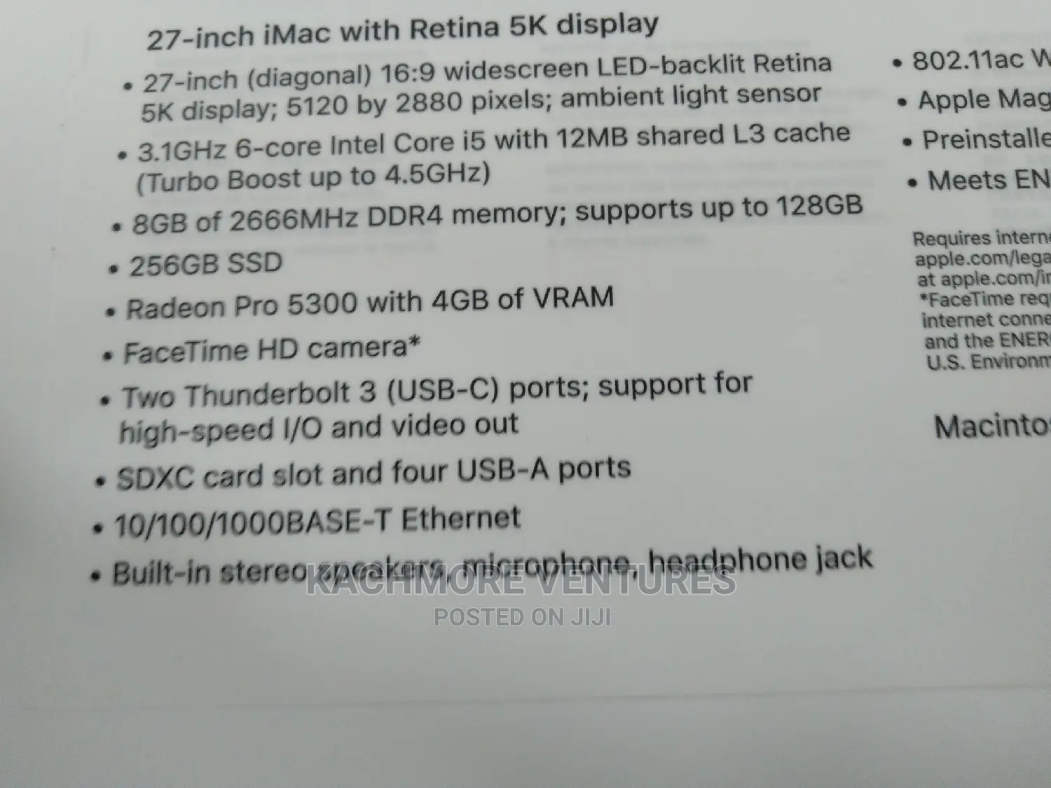 New Desktop Computer Apple iMac 8GB Intel Core I5 SSD 256GB