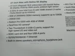 New Desktop Computer Apple iMac 8GB Intel Core I5 SSD 256GB
