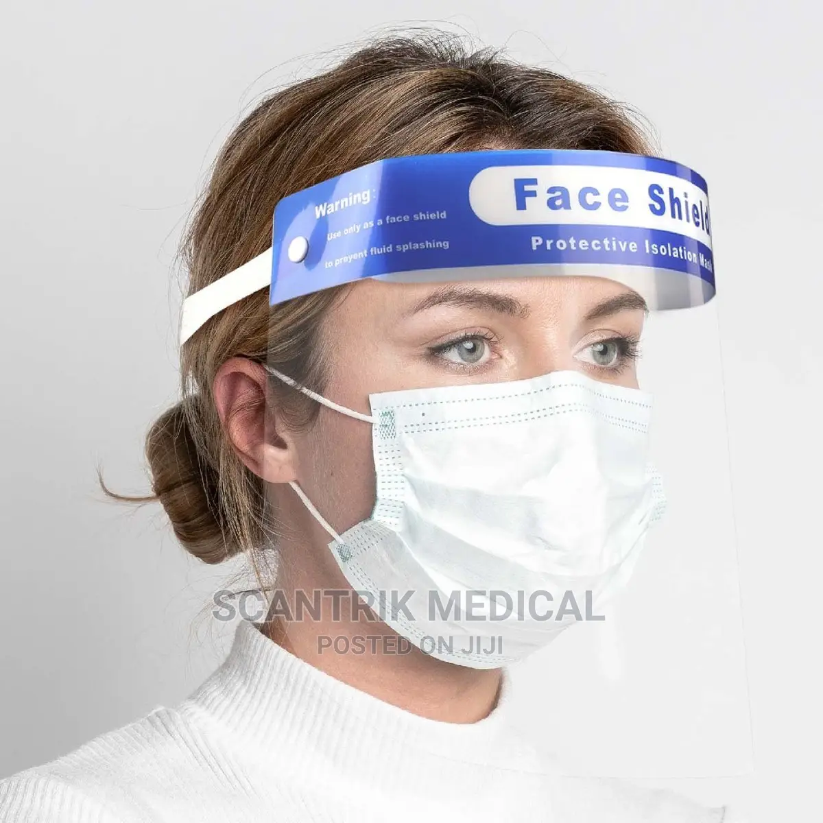Face Shield With Blue Headband