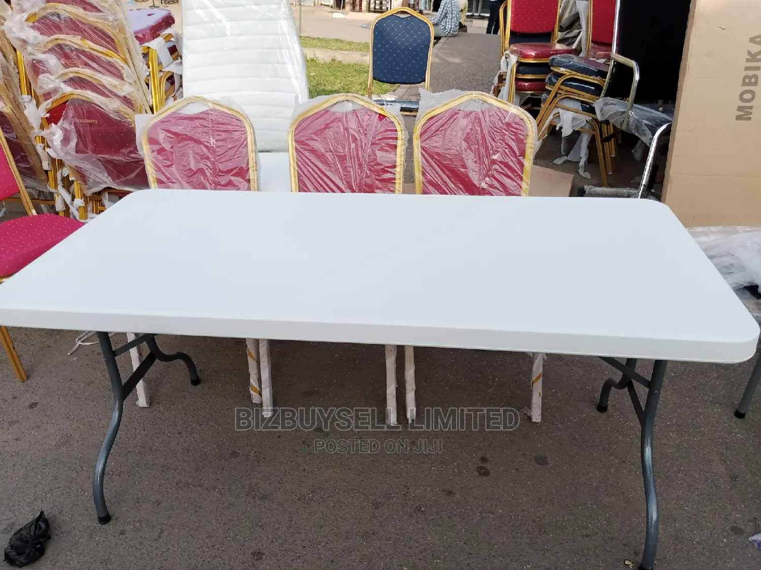 6 Fitts Plastic Folding Table Of 10 Seaters.