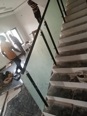 Black Pipe Staircase Frost Glass