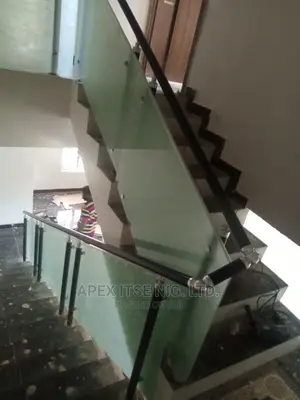 Black Pipe Staircase Frost Glass